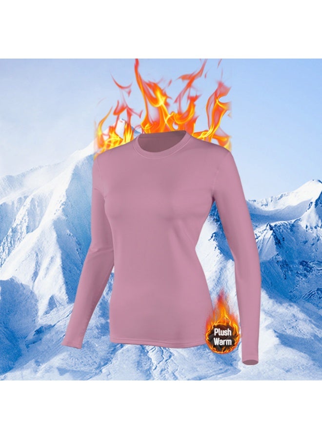 طقم ملابس داخلية نسائية حرارية، يتكون من قميص طويل الأكمام مبطن بالفليس وسروال مطابق. يتضمن طقم بيجامة مبطن بالصوف، مناسب للارتداء اليومي والأنشطة الخارجية مثل الجري والعمل والتزلج والمشي لمسافات طويلة والمشي. - Image 4